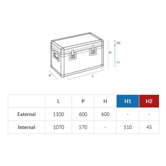 Vendita online Baule linea flight-cases Grinta car 1100X600X600 mm.